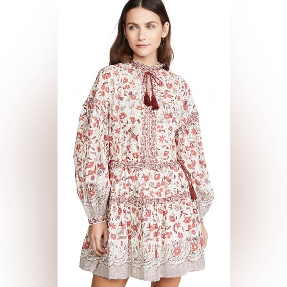 Ulla Johnson Marigold Floral Tassel Tiered Mini Dress - Picture 8 of 12